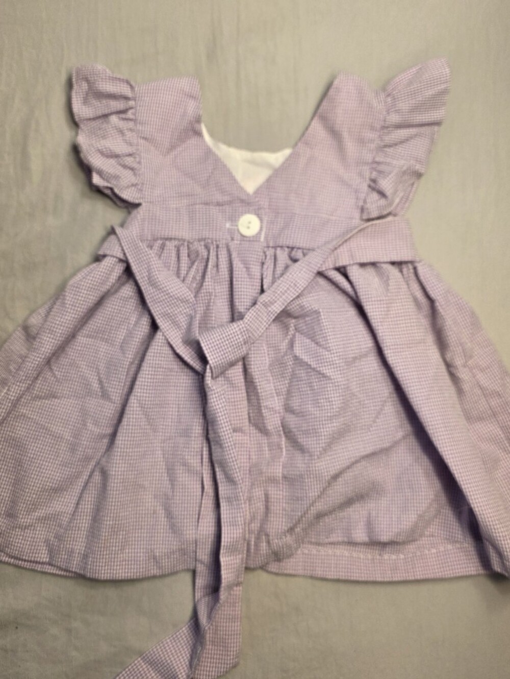 Kids Vintage Lavender Gingham Embroidered Dress - Picture 2 of 3